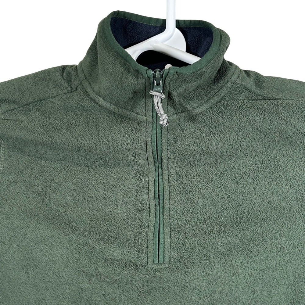 GH Bass Co Mens Quarter Zip Fleece Pullover Green Mock Neck Small